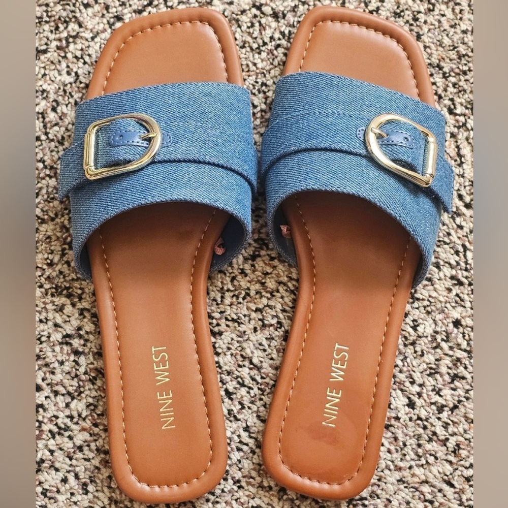 Denim Sandals, Nine West 6 1/2. NEW